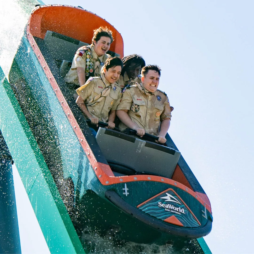 Guests riding Catapult Falls at SeaWorld San Antonio